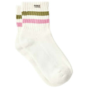 Calcetines Roka Windosr Stripe Crew - Aguacate/Clavel rosa