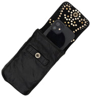 Bolso con soporte para teléfono Campomaggi Siena Stud - Negro
