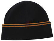 Gorro de lana merino con ribete doble Fred Perry - Negro/Marrón caramelo oscuro