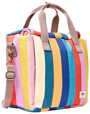 Bolsa de almuerzo de lona de algodón Roka Hampstead - Rayas multicolores anchas