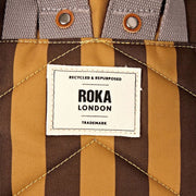 Mochila Roka Canfield B pequeña de lona reciclada - Rayas Marrón