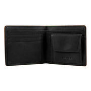Dents Severn Leather RFID Blocking Coin Bifold Wallet - Black/Dark Tan