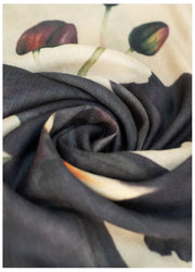Bufanda cruzada de lana Powder Midnight Orchid - Blanco