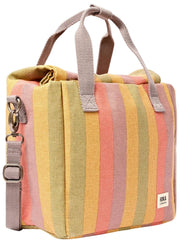 Bolsa de almuerzo de lona de algodón Roka Hampstead - Rayas multicolores descoloridas