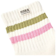 Calcetines Roka Windosr Stripe Crew - Aguacate/Clavel rosa