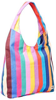 Bolso de hombro grande de lona de algodón Roka Hoxton - Rayas anchas y multicolores