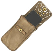 Bolso para teléfono Campomaggi Siena Stud - Beige hielo