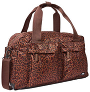 Bolso de viaje Roka Gatwick mediano de lona reciclada - Mini Leopard Brown