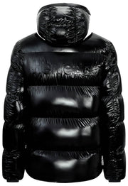 Helvetica Mountain Pioneers Chaqueta de plumas con capucha Freezer - Negro