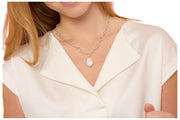 Perlas del Oriente Collar de cadena gruesa con colgante de perlas Keishi - Plata/Blanco