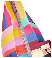 Bolso tote extragrande de lona de algodón grande Marylebone de Roka - Rayas anchas y multicolores