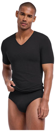 Falke Daily Camiseta Sin Costuras Con Cuello En V - Negro
