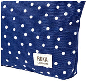 Roka Maida Vale Bolso mediano de lona de algodón - Lunares azul marino