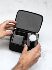 Caja para relojes de viaje mediana con cremallera Stackers - Negro