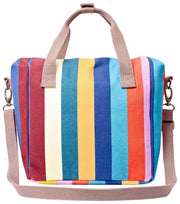 Bolsa de almuerzo de lona de algodón Roka Hampstead - Rayas multicolores anchas