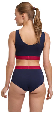 Falke Daily Comfort - Bralette tipo corpiño con estampado de 2 piezas - Negro/Rojo