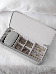 Joyero de viaje grande con cremallera Stackers - Gris guijarro