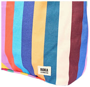 Bolso de hombro grande de lona de algodón Roka Hoxton - Rayas anchas y multicolores