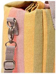 Bolsa de almuerzo de lona de algodón Roka Hampstead - Rayas multicolores descoloridas
