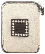 Monedero Campomaggi Cecina de piel de vacuno peluda - Gris/Blanco