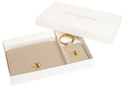 Set de regalo con llavero y tarjetero con lazo de Alice Wheeler London - Beige piedra