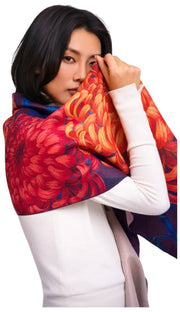 Bufanda con estampado Powder Chrystanthemum Lux - Naranja