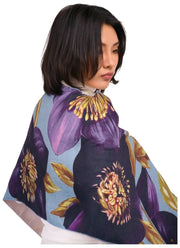 Bufanda con estampado Powder Hellebore Lux - Azul