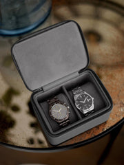 Caja para relojes de viaje mediana con cremallera Stackers - Gris pizarra