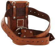 Bolso con soporte para teléfono Campomaggi Siena Stud - Cognac Tan