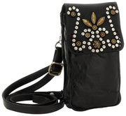 Bolso con soporte para teléfono Campomaggi Siena Stud - Negro