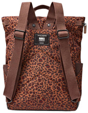 Mochila mediana de lona reciclada Roka Canfield B - Mini Leopard Brown