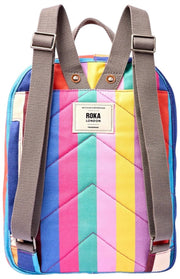 Mochila pequeña de lona de algodón Roka Hampton - Rayas multicolores anchas