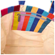 Bolso tote extragrande de lona de algodón grande Marylebone de Roka - Rayas anchas y multicolores