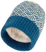 Gorro de punto Elie Beaumont - Azul turquesa/Blanco crema