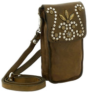 Bolso con soporte para teléfono Campomaggi Siena Stud - Verde militar