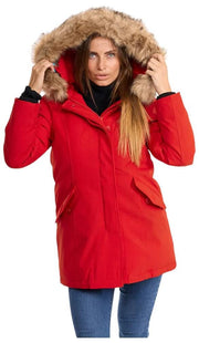 Helvetica Mountain Pioneers Parka con capucha Lilli - Rojo/Natural