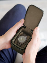 Stackers Mini caja para relojes de viaje con cremallera - Verde oliva