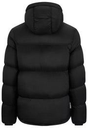 Helvetica Mountain Pioneers Chaqueta de plumas con capucha y bloque medio - Negro