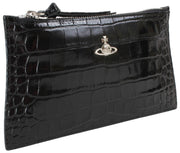 Vivienne Westwood Bolso de mano pequeño con cremallera plana y diseño de cocodrilo - Negro