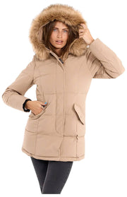 Helvetica Mountain Pioneers Parka con capucha Sarah - Taupe Beige