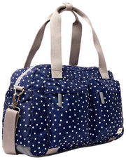 Bolso de viaje Roka Gatwick pequeño de lona reciclada - Lunares azul marino