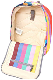 Mochila pequeña de lona de algodón Roka Hampton - Rayas multicolores anchas