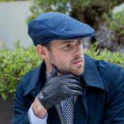 Gorra plana Dents Grafham Herringbone Tweed - Marine Navy