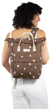 Bag Kag London Hackney Mochila mediana bordada - Cocoa Brown Daisy