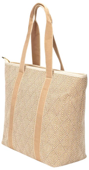 Bolso tote de verano Elie Beaumont - Tejido de cesta geométrico dorado