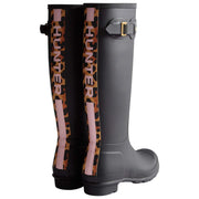 Botas de agua Hunter Original Tall con correa trasera de leopardo - Negro/Beige