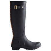 Botas de agua Hunter Original Tall con correa trasera de leopardo - Negro/Beige