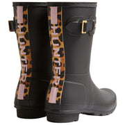 Hunter Botas de agua cortas con correa trasera de leopardo Original - Negro/Beige