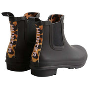 Botas Chelsea Hunter Original con correa trasera de leopardo - Negro/Beige