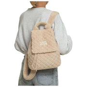 Mochila con solapa de peluche Moon Nude - Marrón/Crema